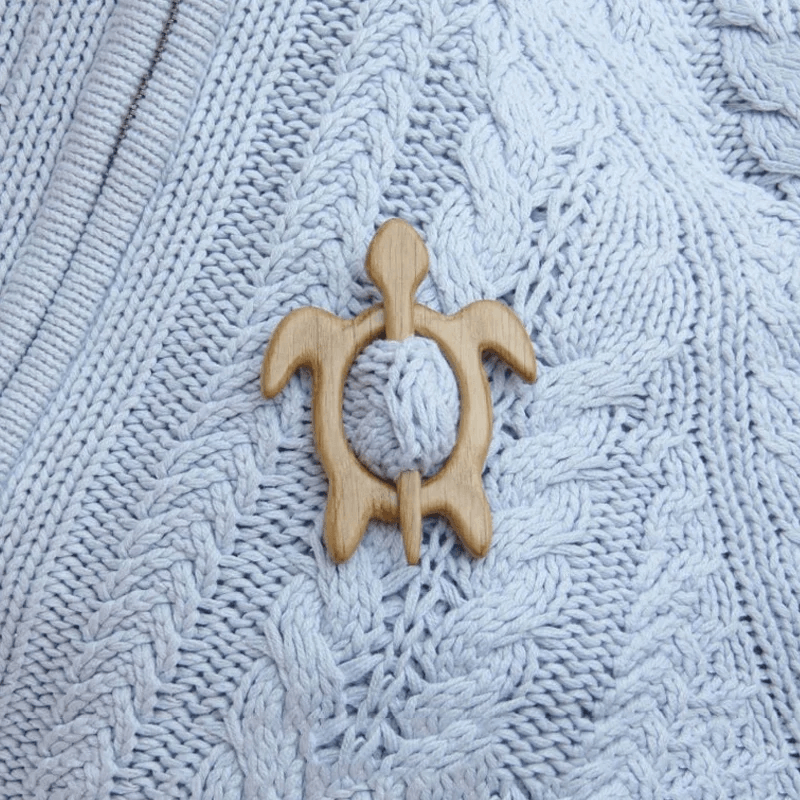 Brooch Pin with Wooden Animal Pattern