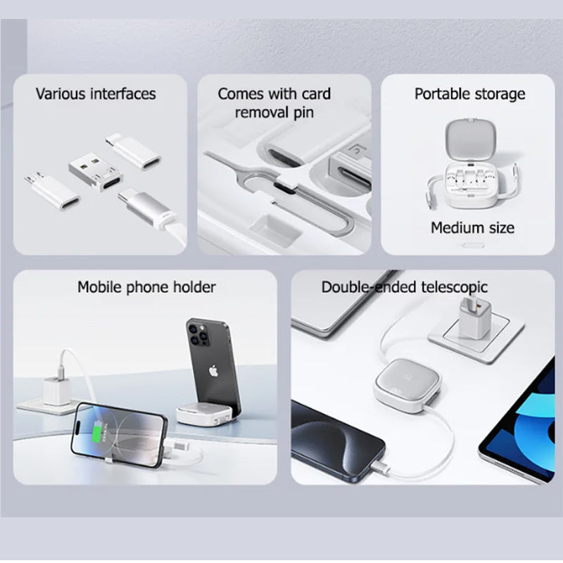 60W Retractable Multi Charging Cable Storage Box