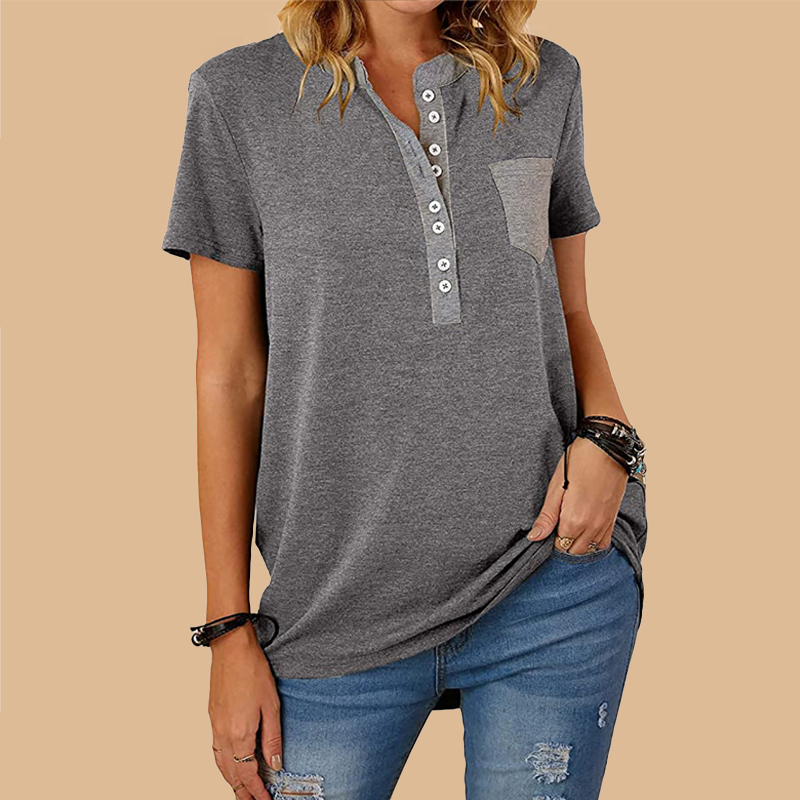 Single Breasted Loose Casual Short Sleeve T-Shirt