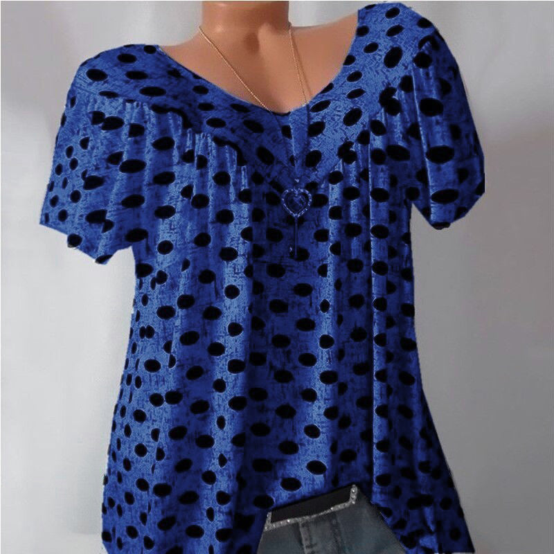 Ladies Polka Dot Print Casual T-Shirt