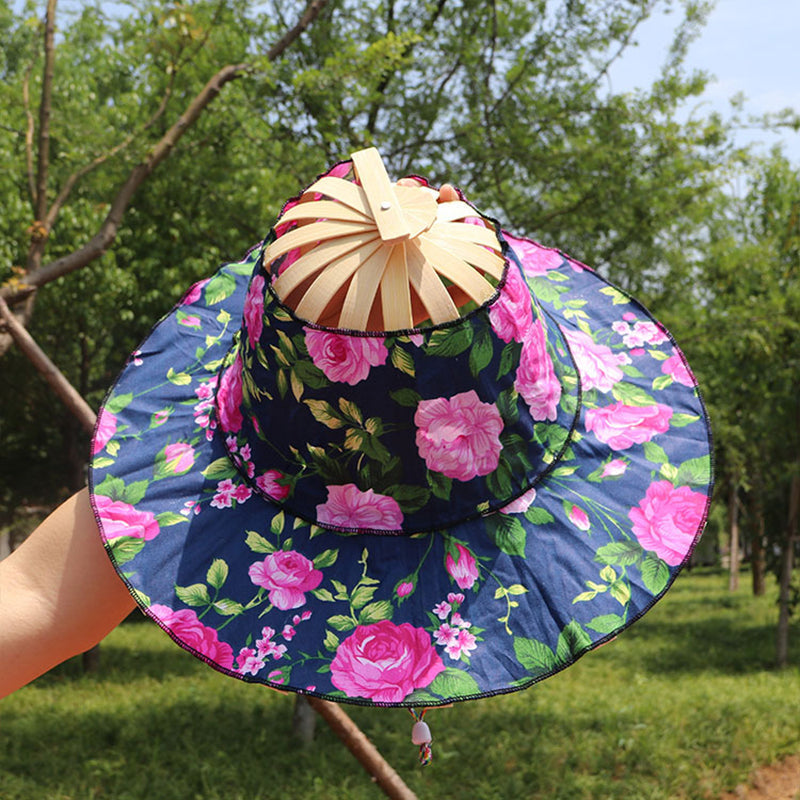 Bamboo Foldable Hand Fan Sun Hat