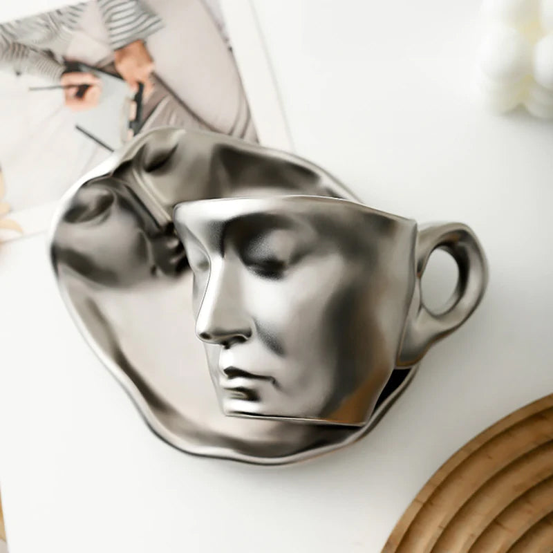 Metal touching face creative ceramic kiss Coffee cup