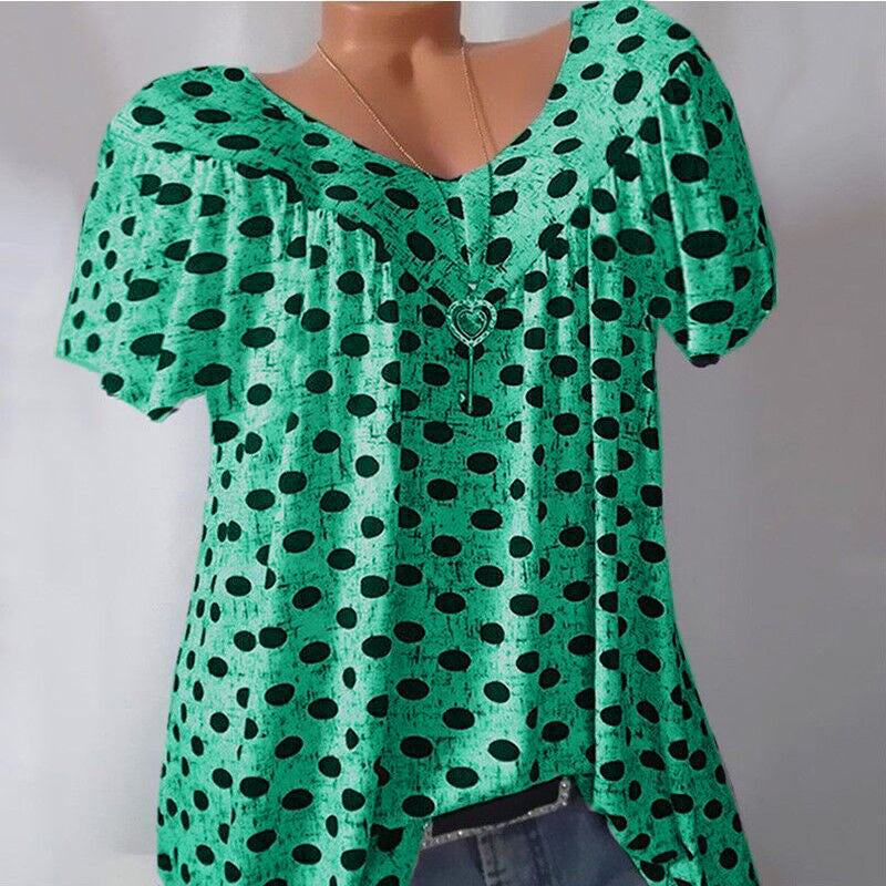 Ladies Polka Dot Print Casual T-Shirt