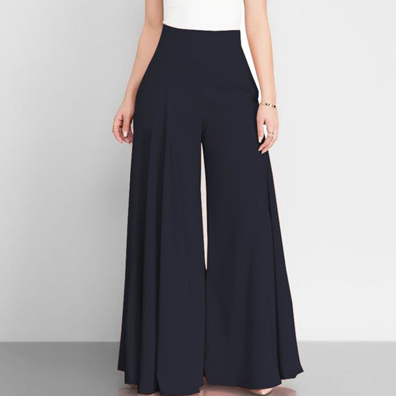 Solid Color Wide Leg Trousers