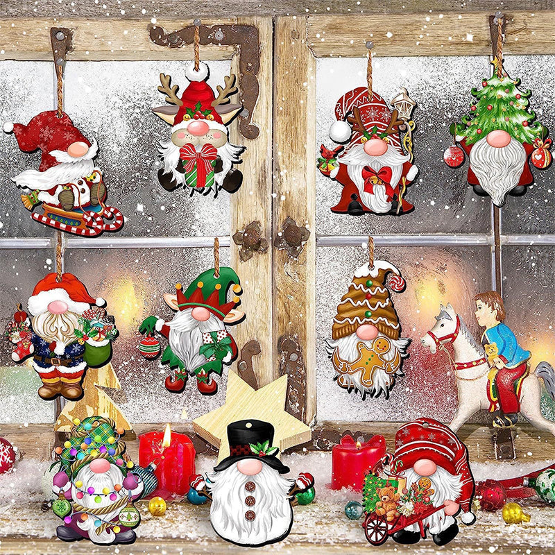 Christmas Wooden Gnome Ornaments