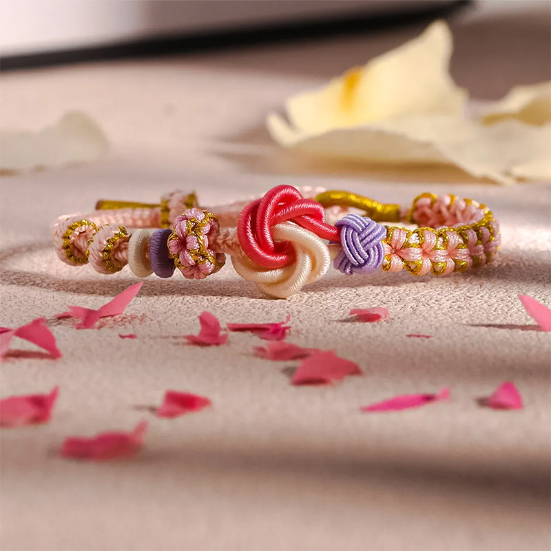 Peach Blossom Knot Braided Bracelet