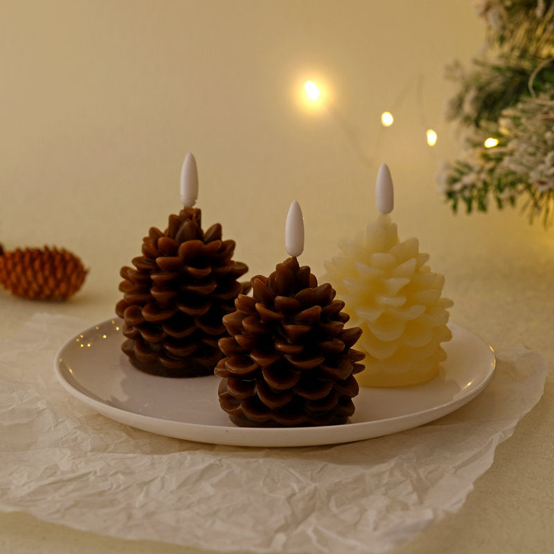 Flameless Pinecone Candles