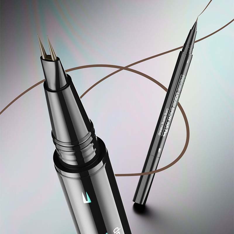 2-in-1 Dual-Ended Eyebrow Pen with Micro-Fork-Tip Applicator and Precise Brush-Tip