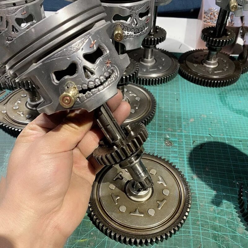 Piston Skull Face Sculpture