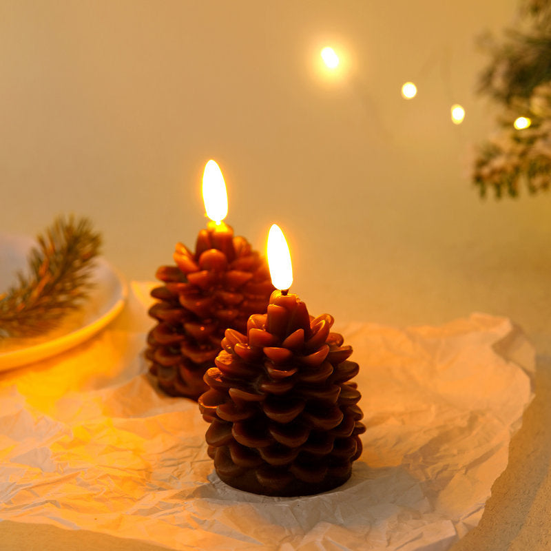 Flameless Pinecone Candles