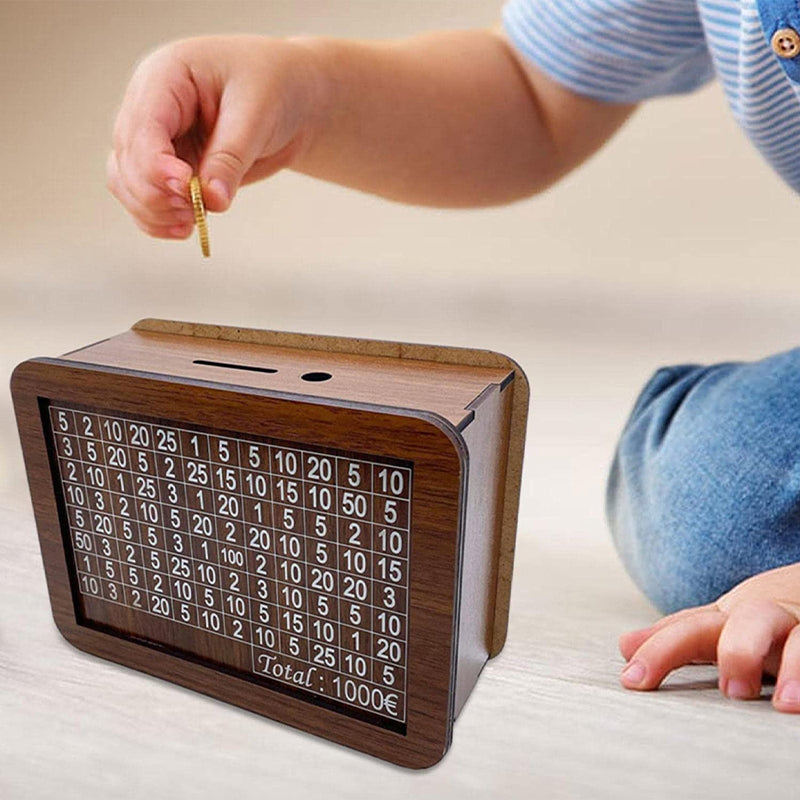 Wooden Money Box With Counting Target