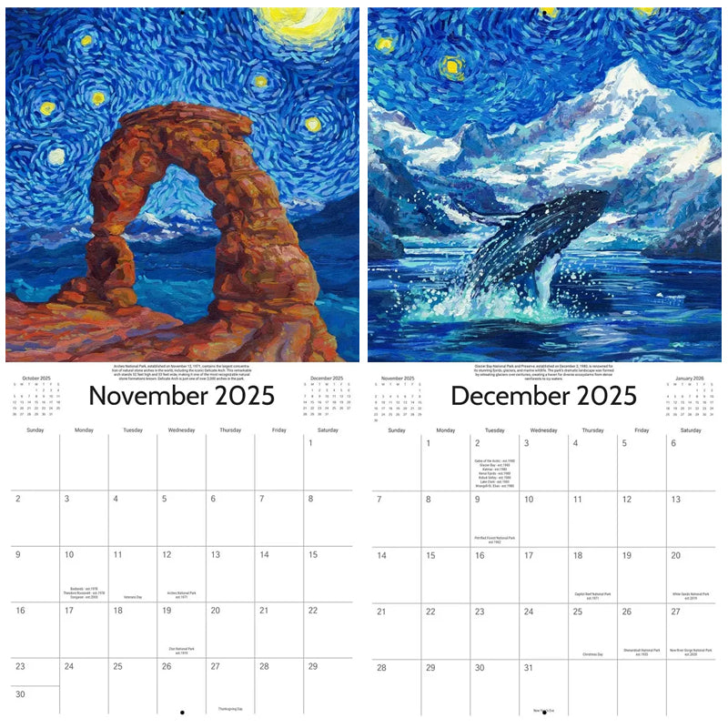 2025 Starry Night National Park Calendar