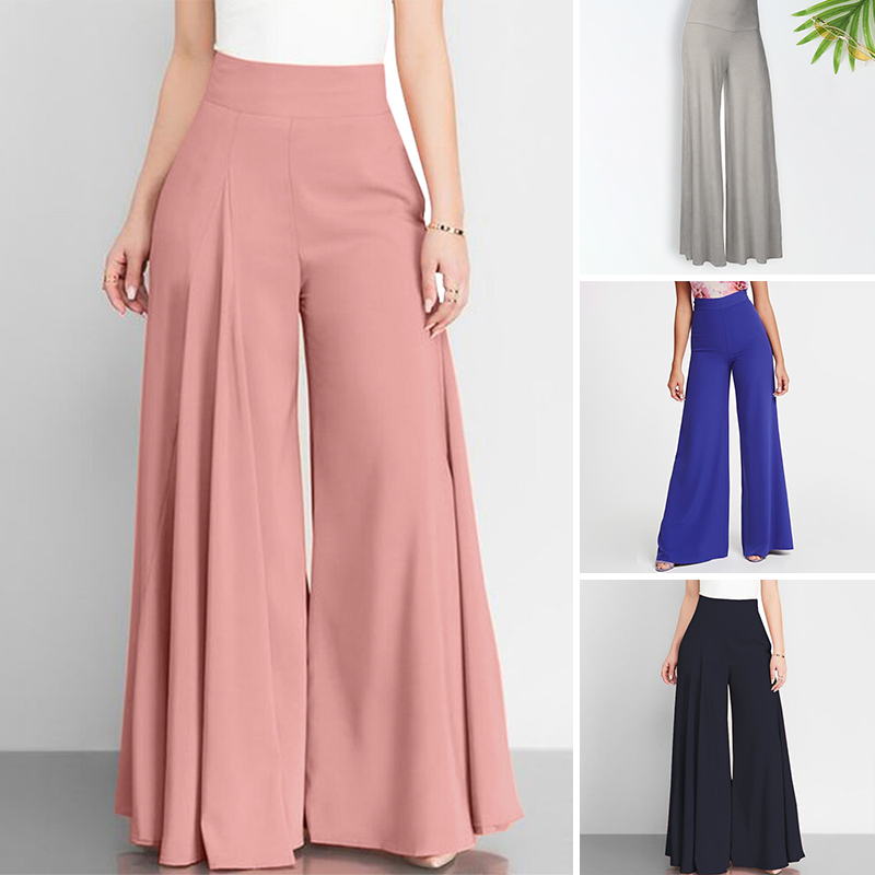 Solid Color Wide Leg Trousers