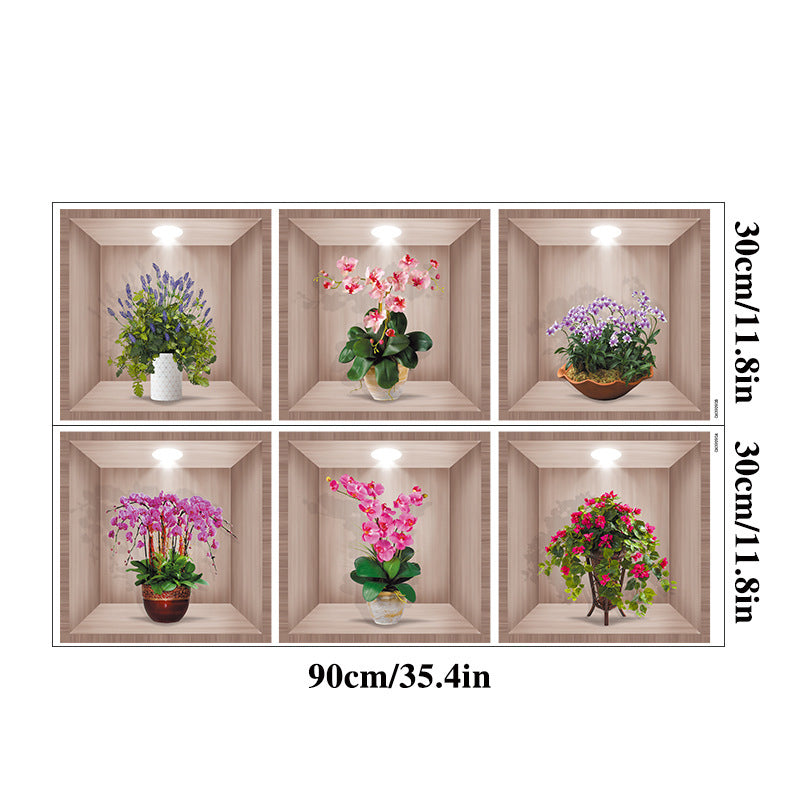 3D Flowers Vase Wall Sticker