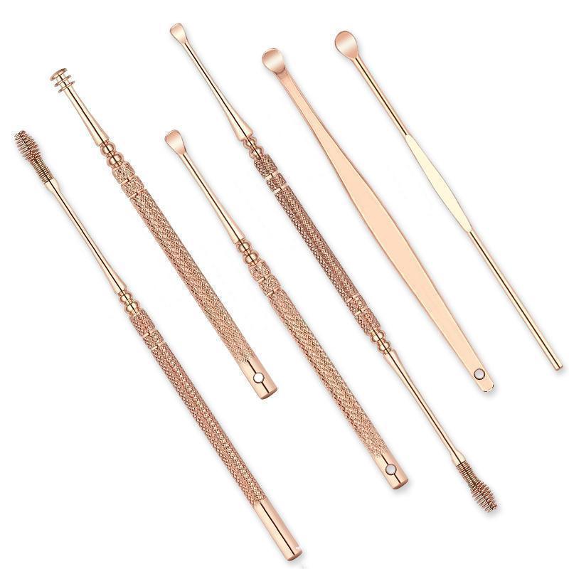 Stainless Steel Rose Gold Ear Picks Set - Set For 6