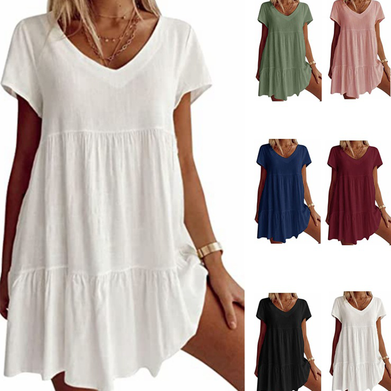 V Neck Casual Short Sleeve Dress