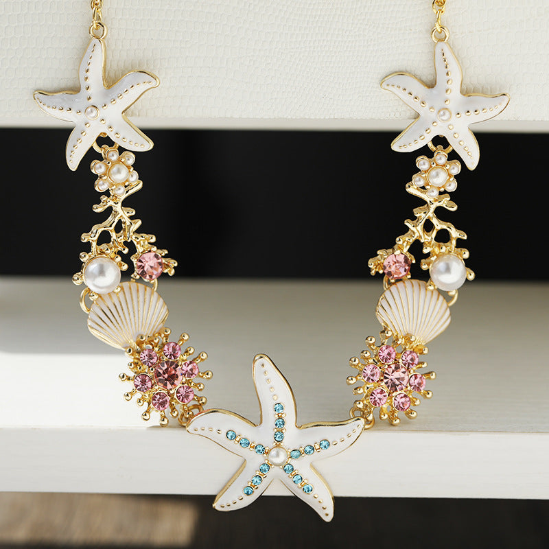 Shell Starfish Pearl Necklace