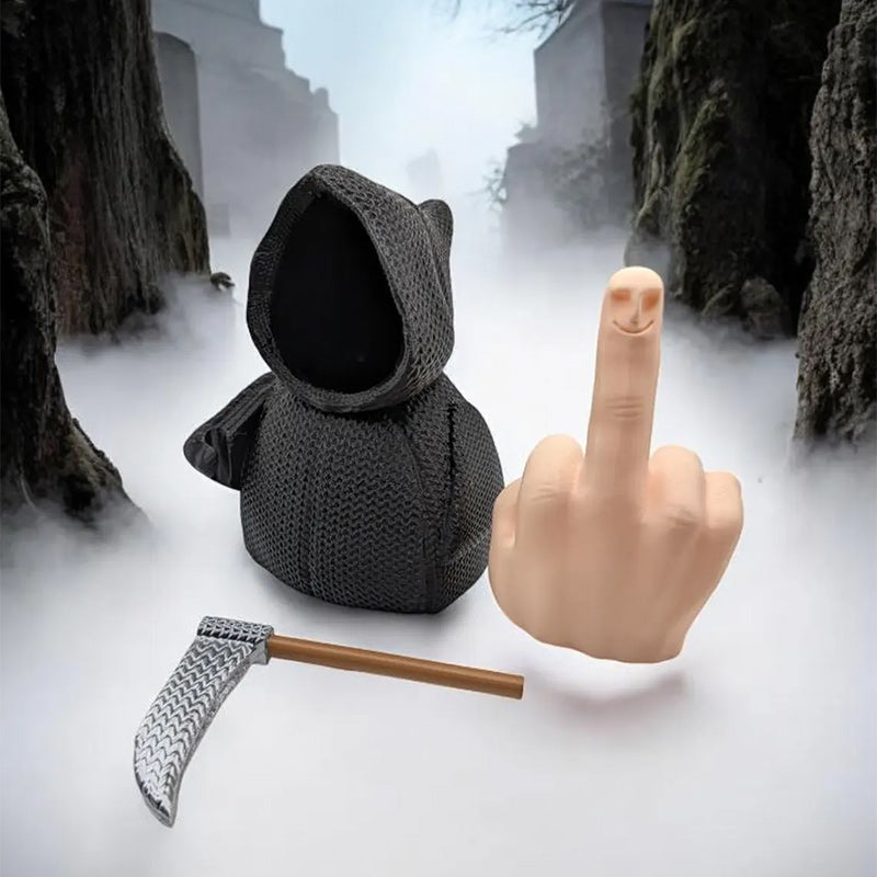 Knitted Grim Reaper Middle Finger Figurine