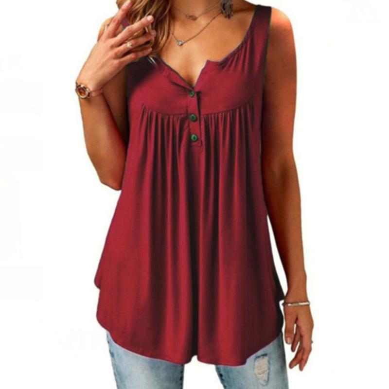 Comfy Loose Button Sleeveless Tank Top For Women