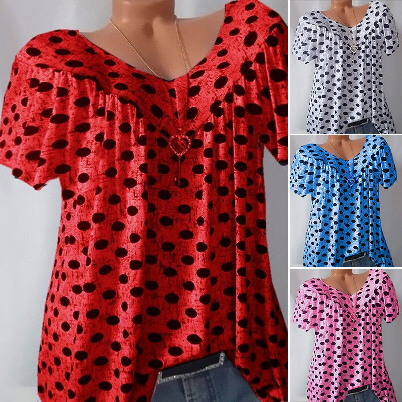 Ladies Polka Dot Print Casual T-Shirt