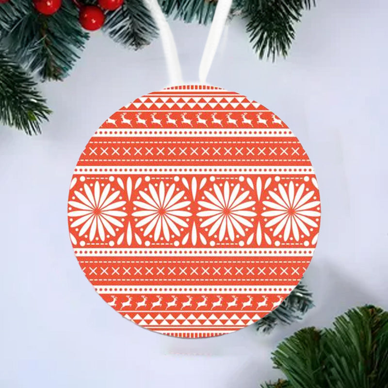 Round Christmas tree hanging sign with patterns