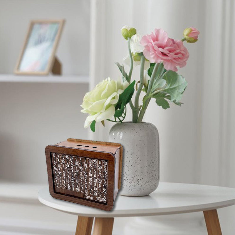 Wooden Money Box With Counting Target