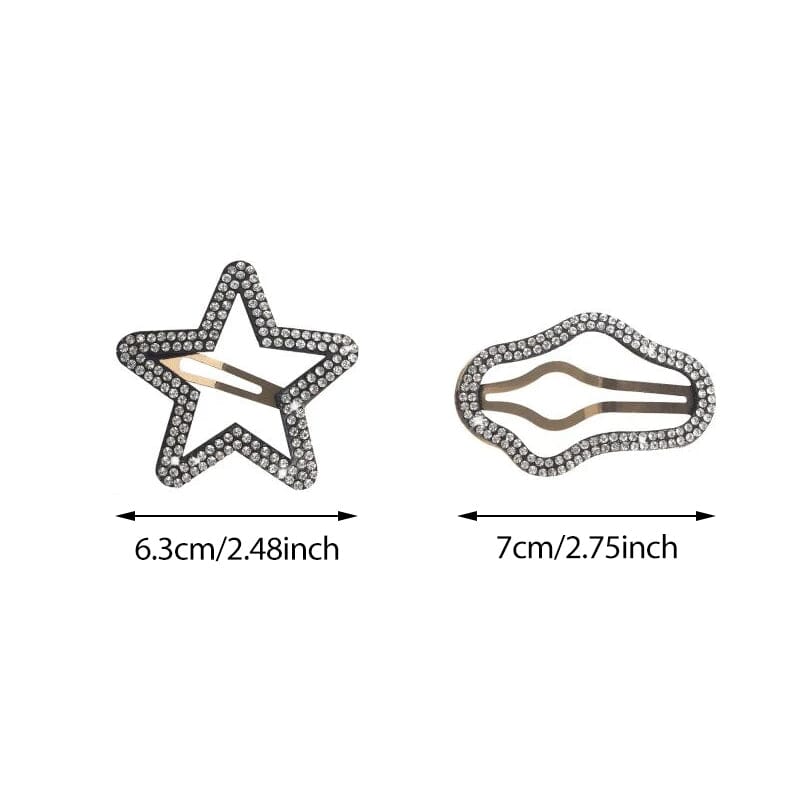 Rhinestone Bling Snap Hair Clip Barrettes (4 PCS)