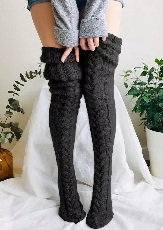 Winter Soft Warm Over Knee Extra Long Knitted Socks