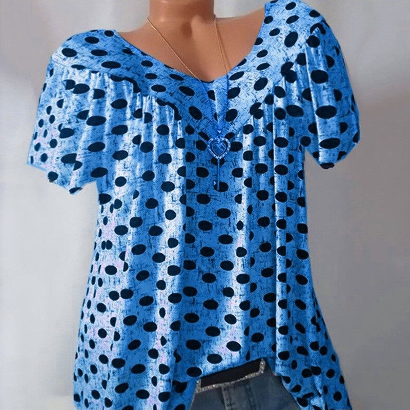 Ladies Polka Dot Print Casual T-Shirt