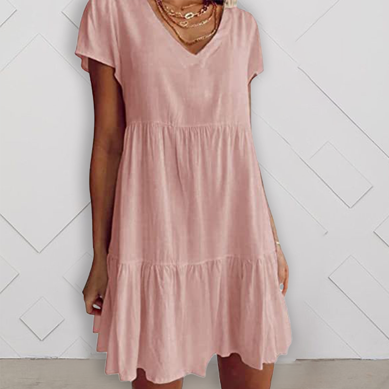 V Neck Casual Short Sleeve Dress