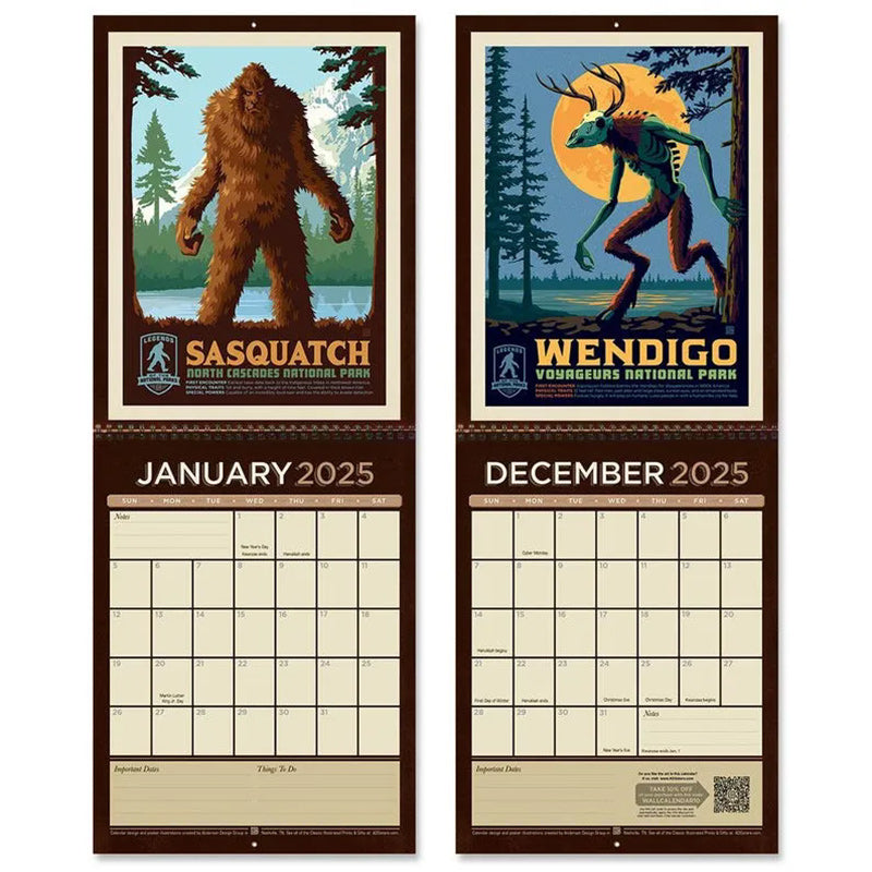 2025 Wall Calendar: National Parks Legends