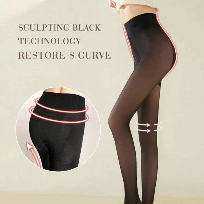 Flawless Legs Fake Translucent Warm Plush Lined Elastic Tights