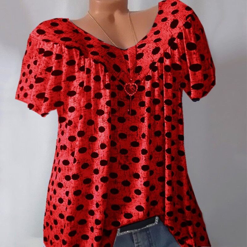 Ladies Polka Dot Print Casual T-Shirt