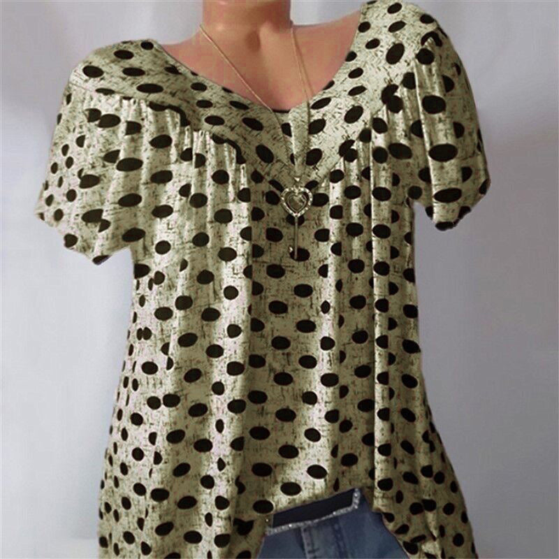 Ladies Polka Dot Print Casual T-Shirt