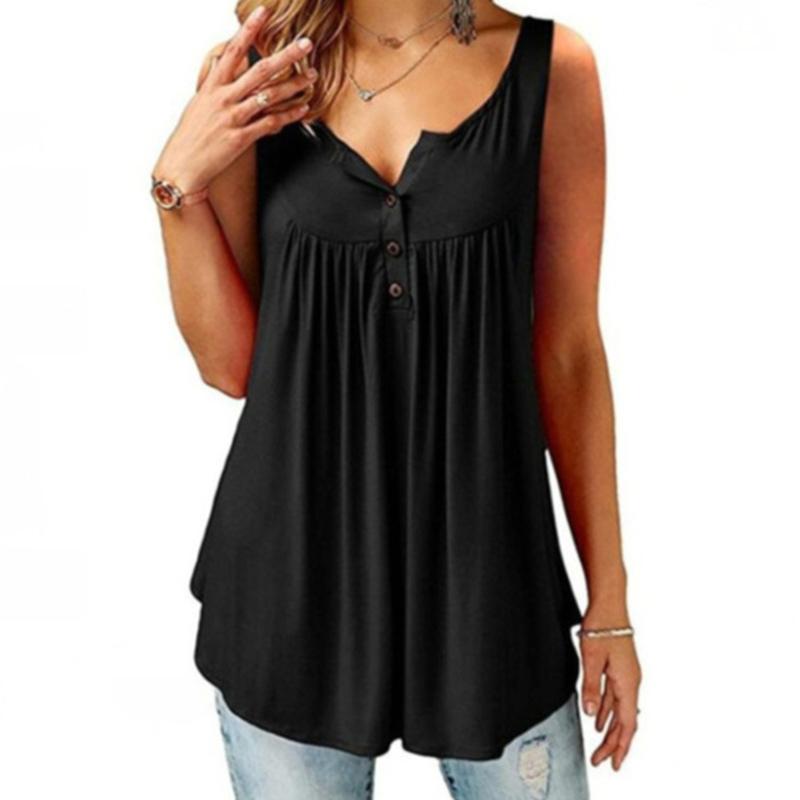 Comfy Loose Button Sleeveless Tank Top For Women