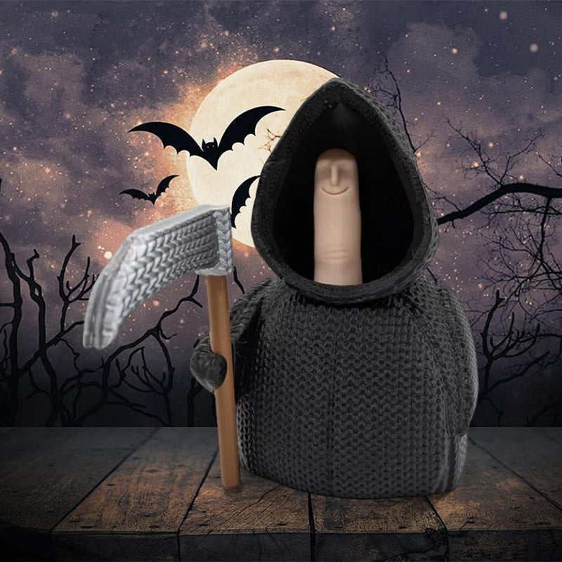 Knitted Grim Reaper Middle Finger Figurine