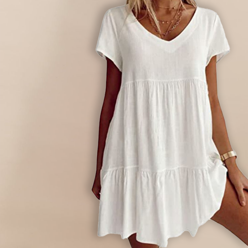 V Neck Casual Short Sleeve Dress