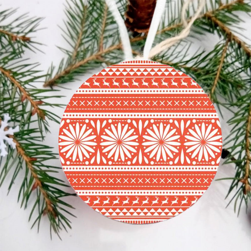 Round Christmas tree hanging sign with patterns