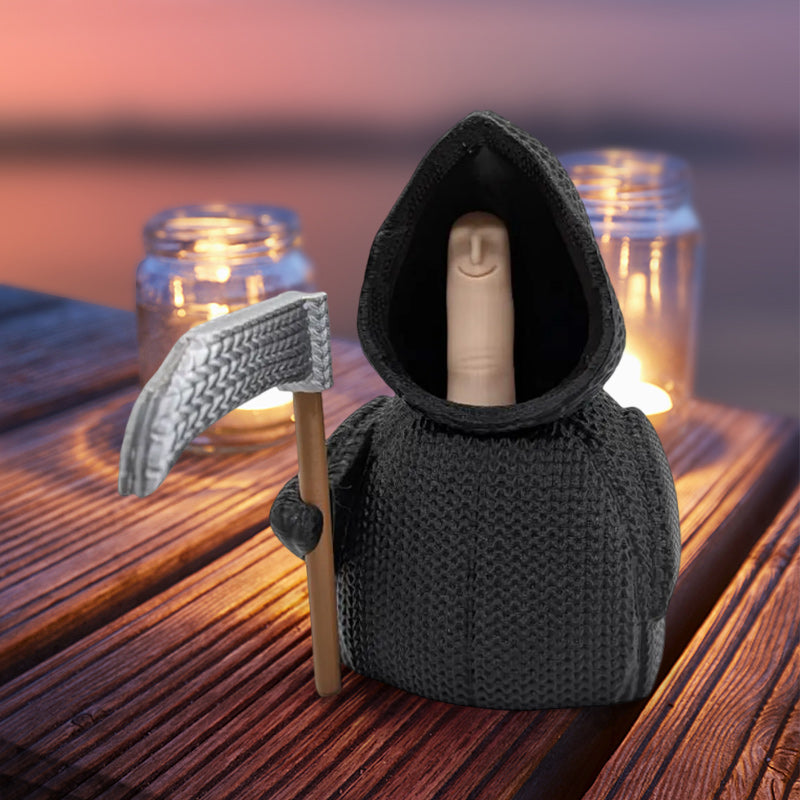 Knitted Grim Reaper Middle Finger Figurine