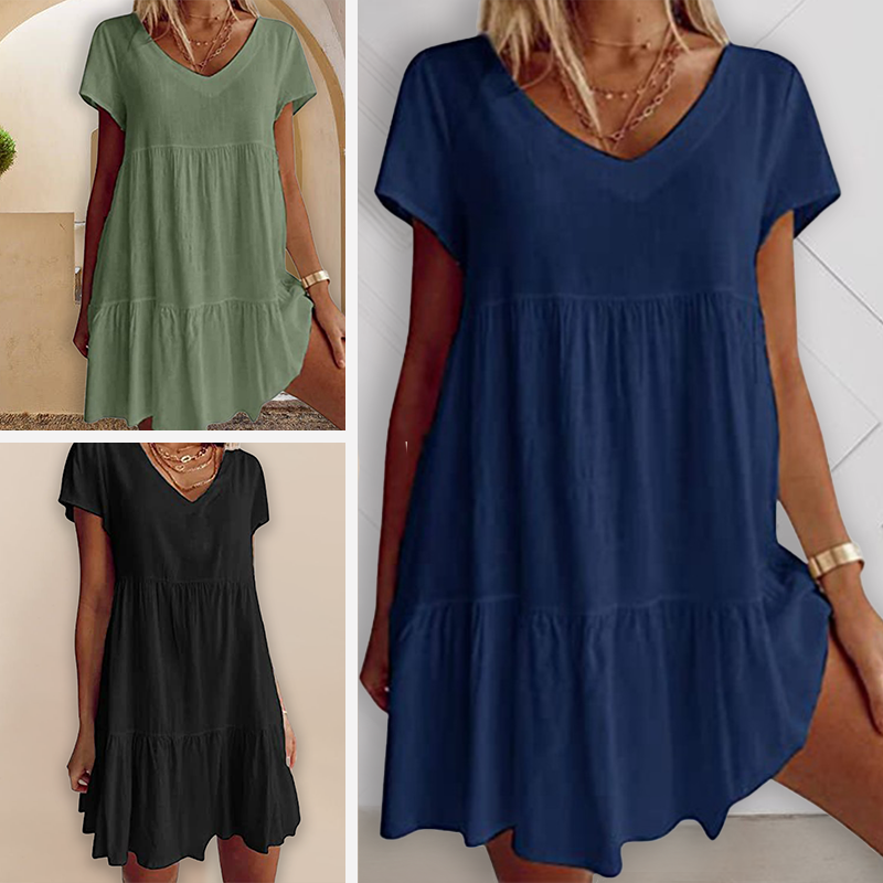 V Neck Casual Short Sleeve Dress