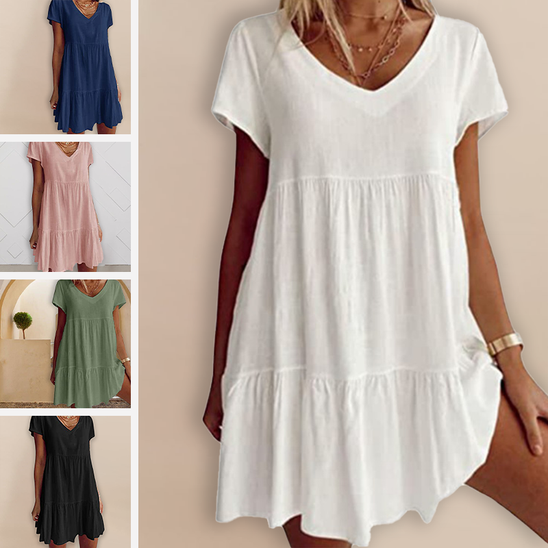 V Neck Casual Short Sleeve Dress