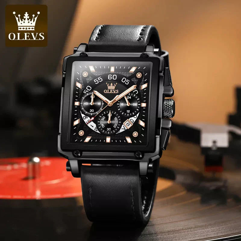 【Olevs】Luminous Luxury Square Business Automatic Mechanical Watch