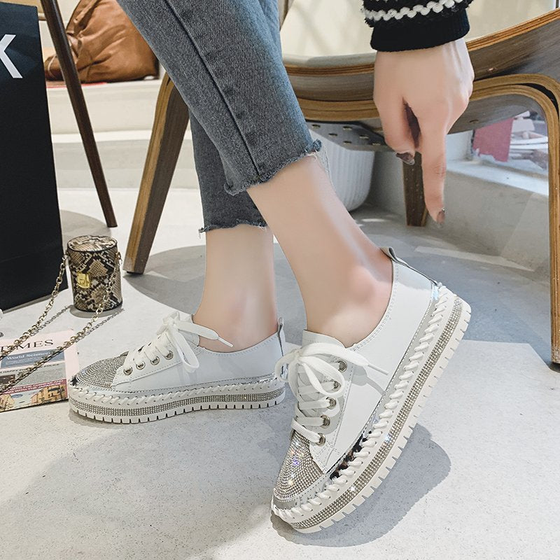 🎉Offerta speciale estiva - fino al 49%🎉-SNEAKERS IN PELLE ARGENTO DIAMANTE