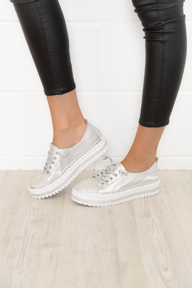 🎉Offerta speciale estiva - fino al 49%🎉-SNEAKERS IN PELLE ARGENTO DIAMANTE