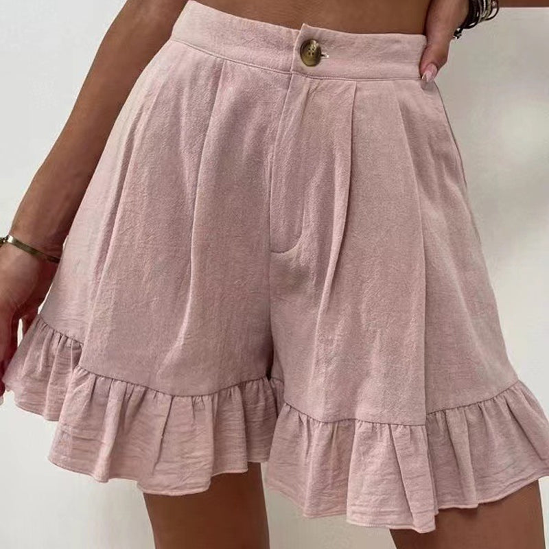 Women's High Waist Ruffle Shorts