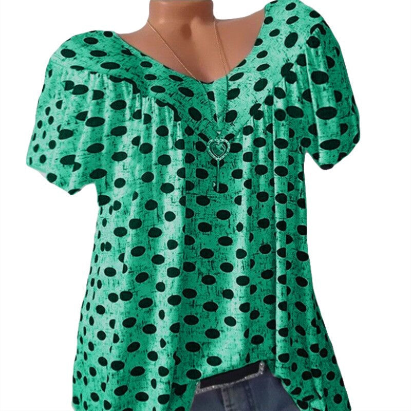 Ladies Polka Dot Print Casual T-Shirt