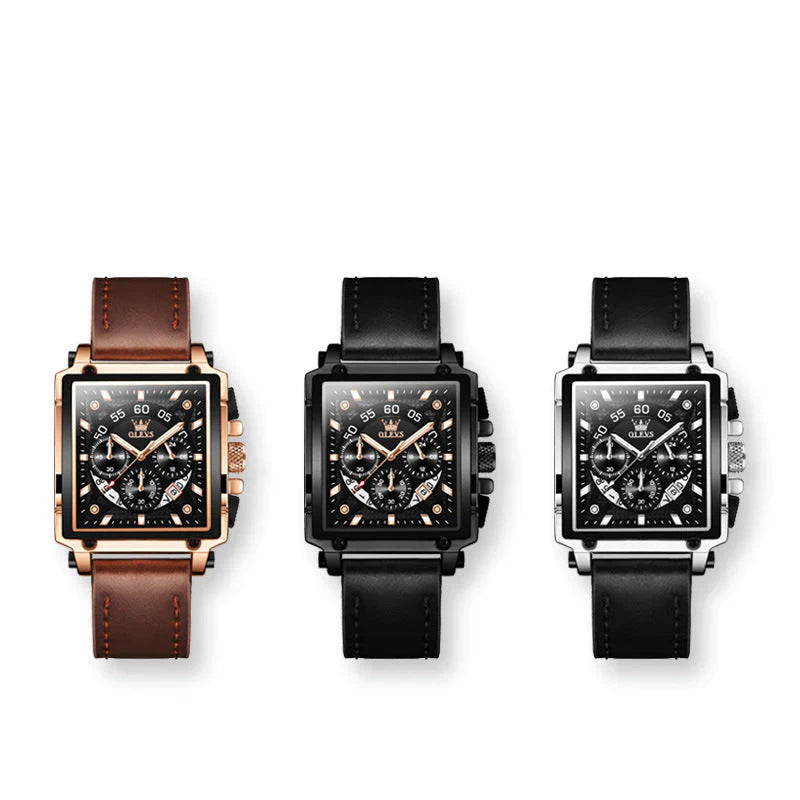 【Olevs】Luminous Luxury Square Business Automatic Mechanical Watch