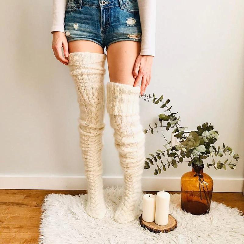 Winter Soft Warm Over Knee Extra Long Knitted Socks