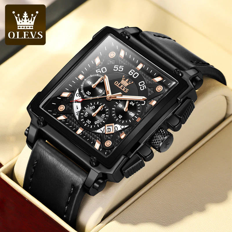 【Olevs】Luminous Luxury Square Business Automatic Mechanical Watch