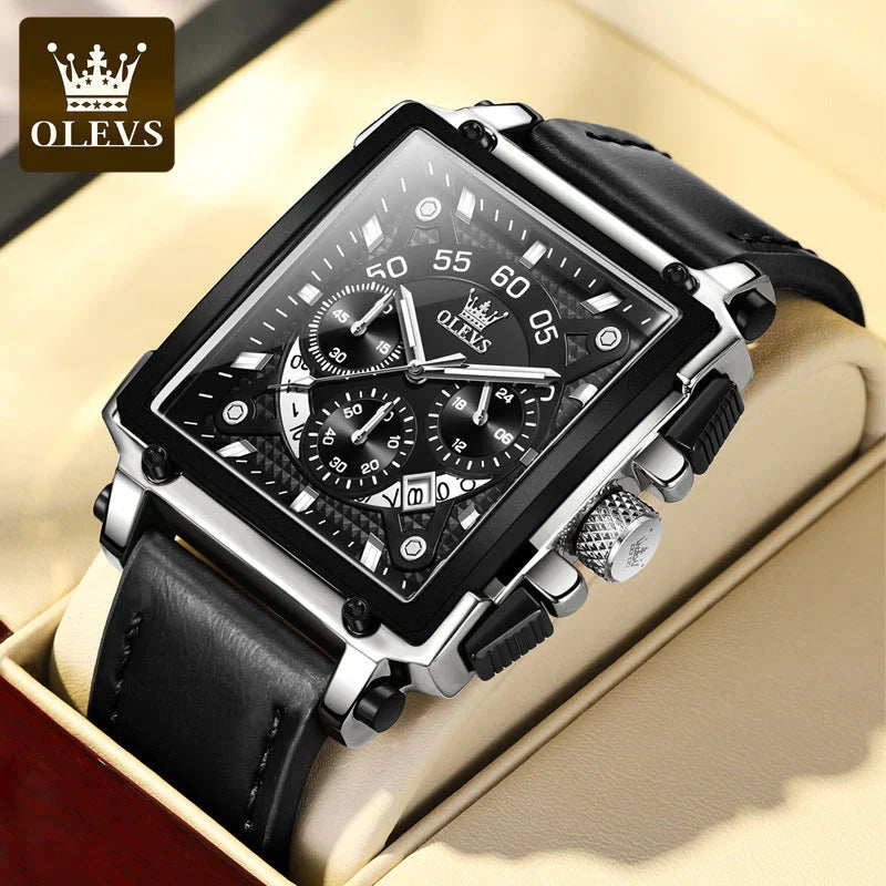 【Olevs】Luminous Luxury Square Business Automatic Mechanical Watch